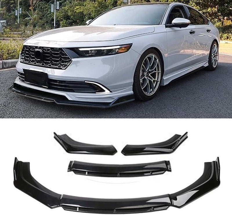 DREAMIZER Car Universal Front Bumper Lip 4pcs Body Kit Chin Spoiler Splitter Diffuser Protector Compatiable for Toyota Honda Nissan Hyundai and More (Glossy Black) - Image 1